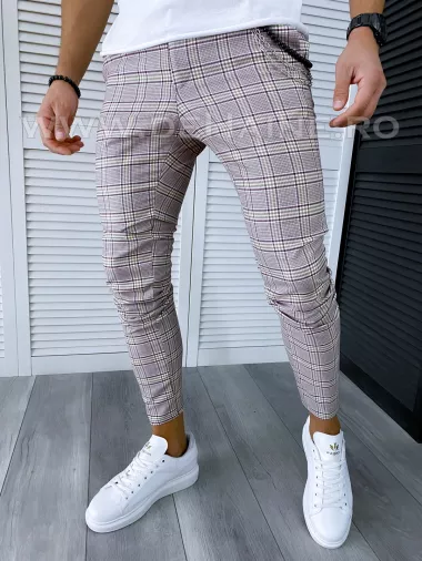 Pantaloni barbati casual regular fit in carouri B1928 E 13-3